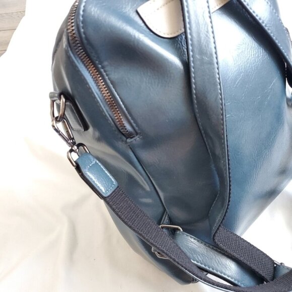Faux Leather grayish blue back pack - Picture 6 of 12